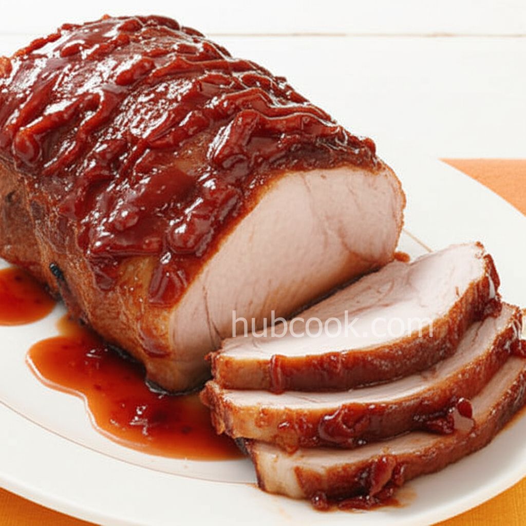 Bone-in Pork Roast with Apple-Rhubarb Glaze