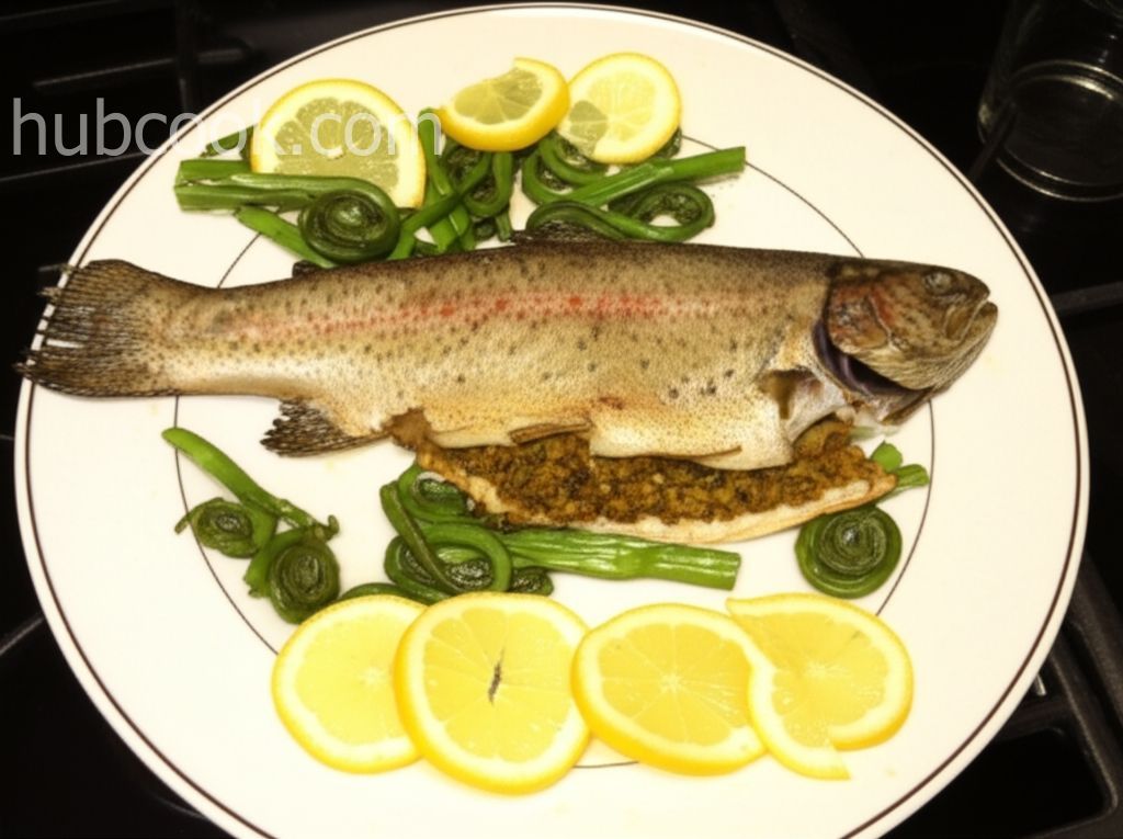 Trout with Fiddlehead Ferns
