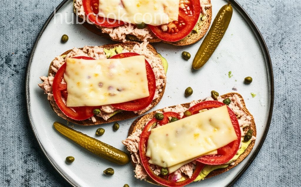 Open-Faced Tuna Melt Sandwich
