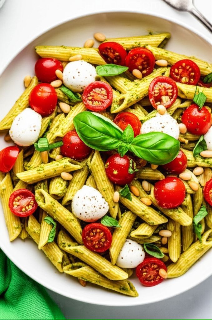 Quick Penne Pesto with Tomatoes