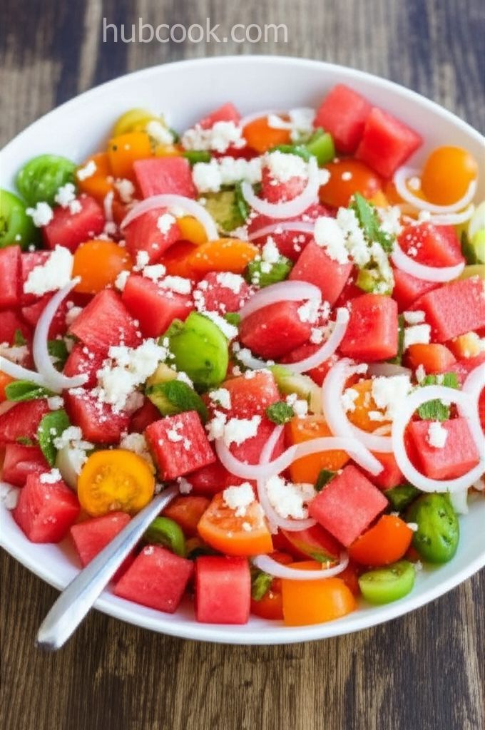 Watermelon and Tomato Feta Salad