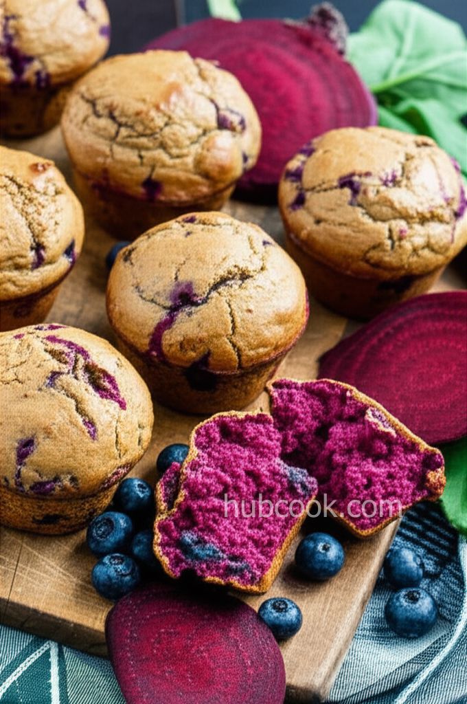 Whole Wheat Blueberry Beet Muffins