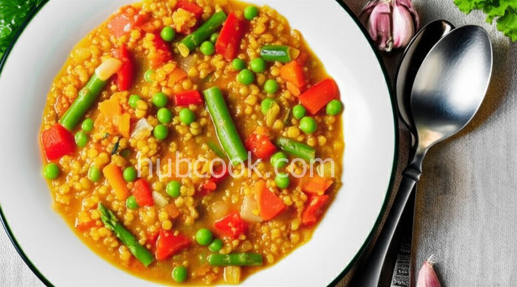 Sweet Lentil Soup with Asparagus Tips