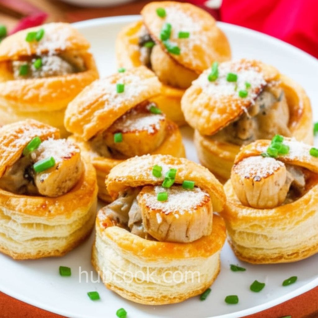Cheesy Bay Scallop Puff Pastry Shells