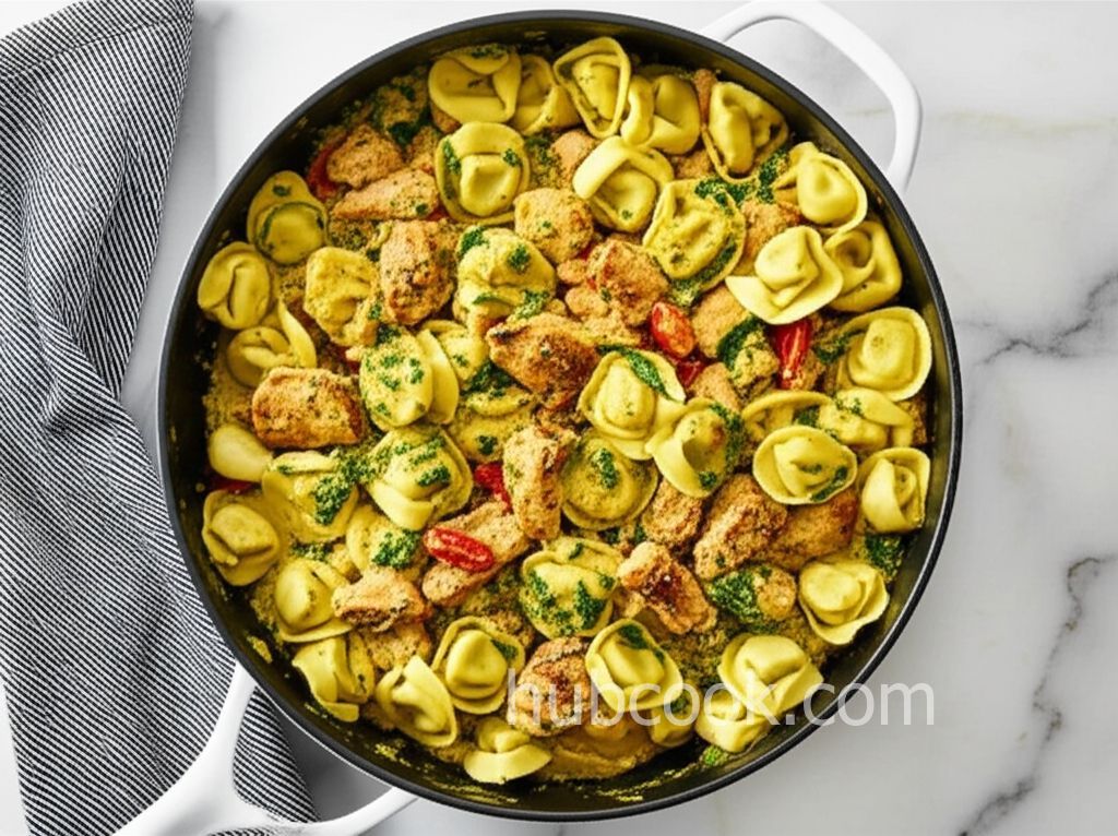 Chicken and Tortellini Pesto Skillet