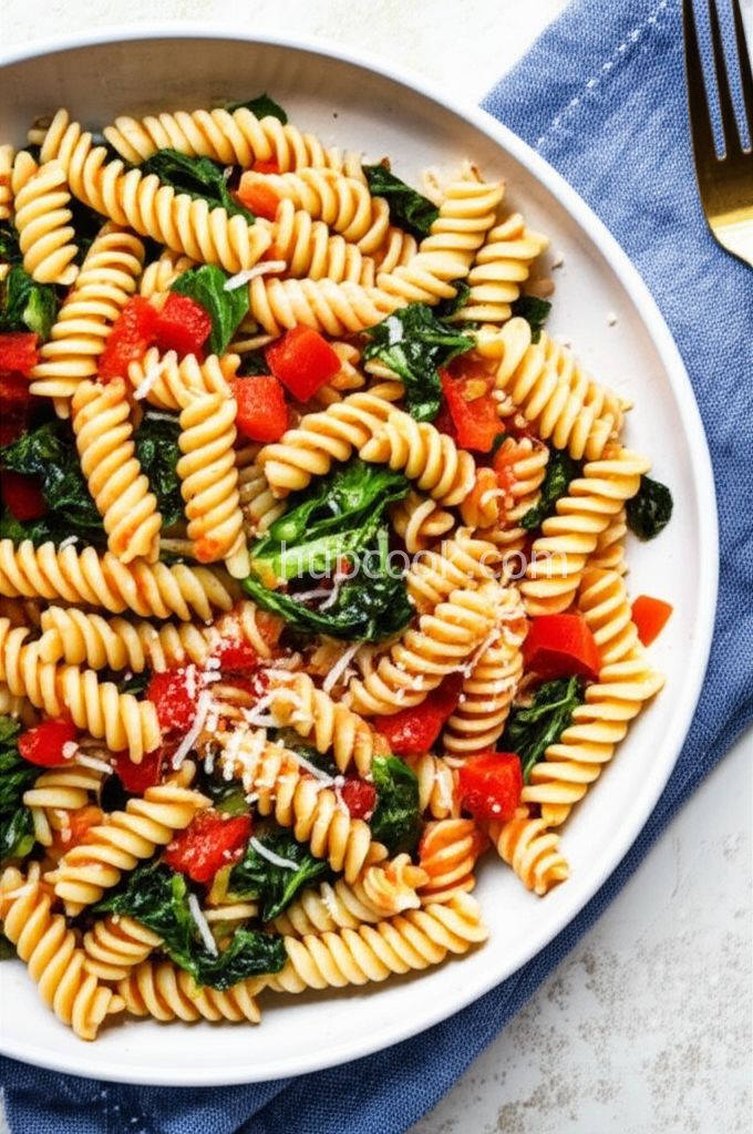 Fusilli with Rapini (Broccoli Rabe), Garlic, and Tomato Wine Sauce