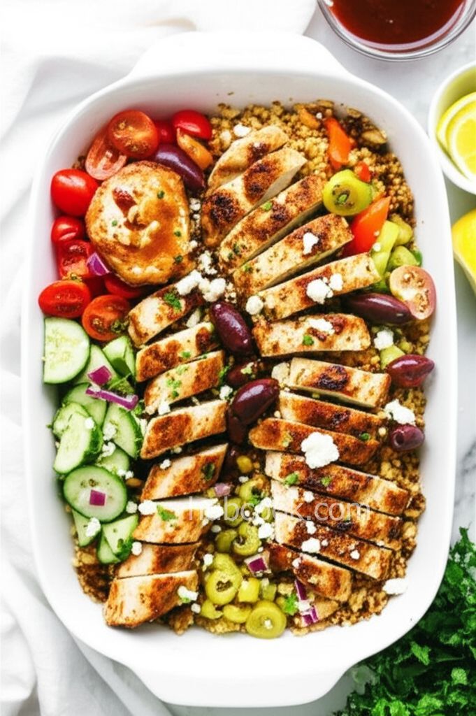 Mediterranean Crispy Rice Chicken Bowl