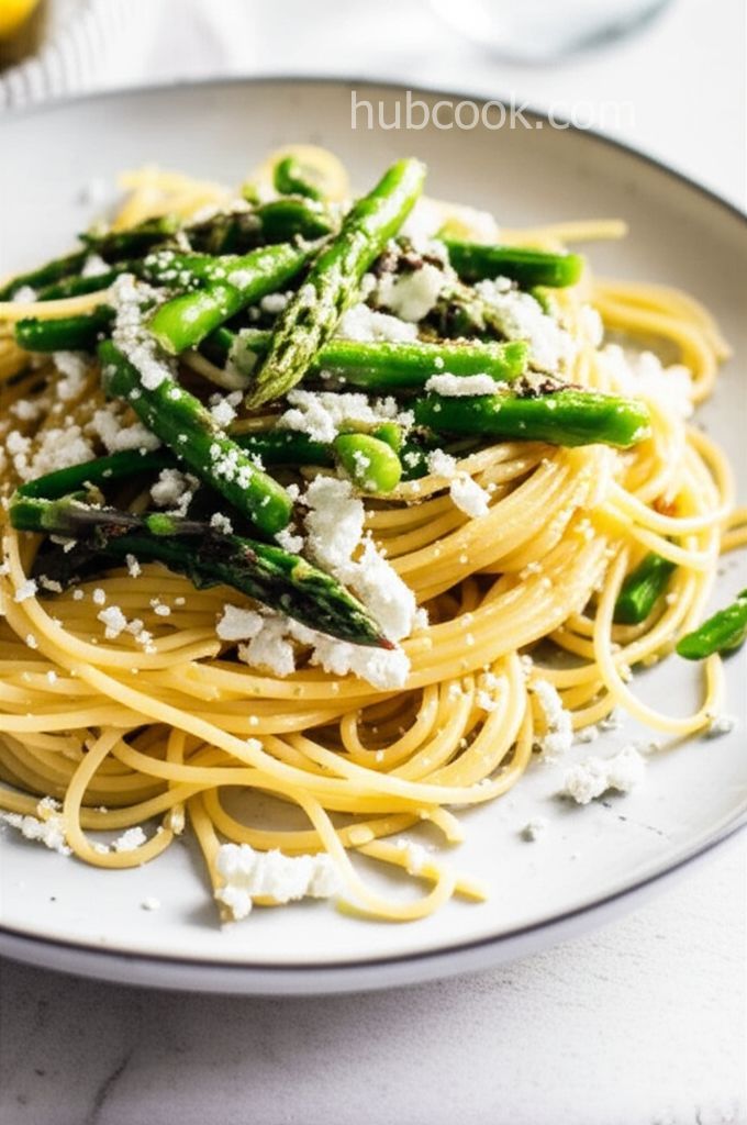 Pasta with Asparagus, Goat Cheese, and Lemon