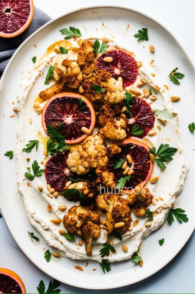 Roasted Cauliflower Florets with Blood Oranges and Whipped Feta