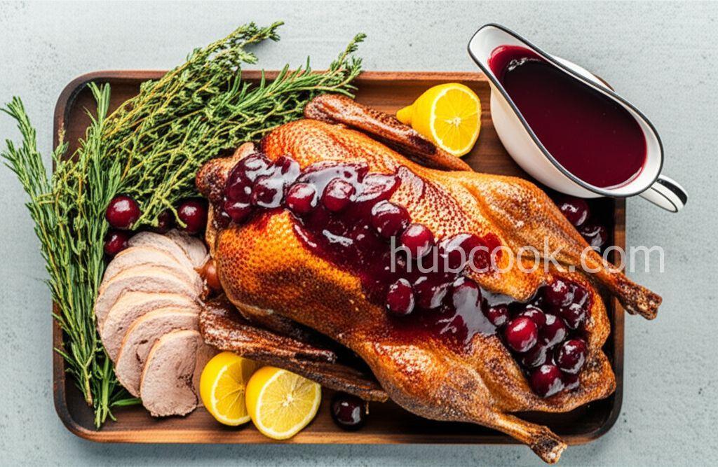 Roasted Goose with Port Wine Cherry Sauce