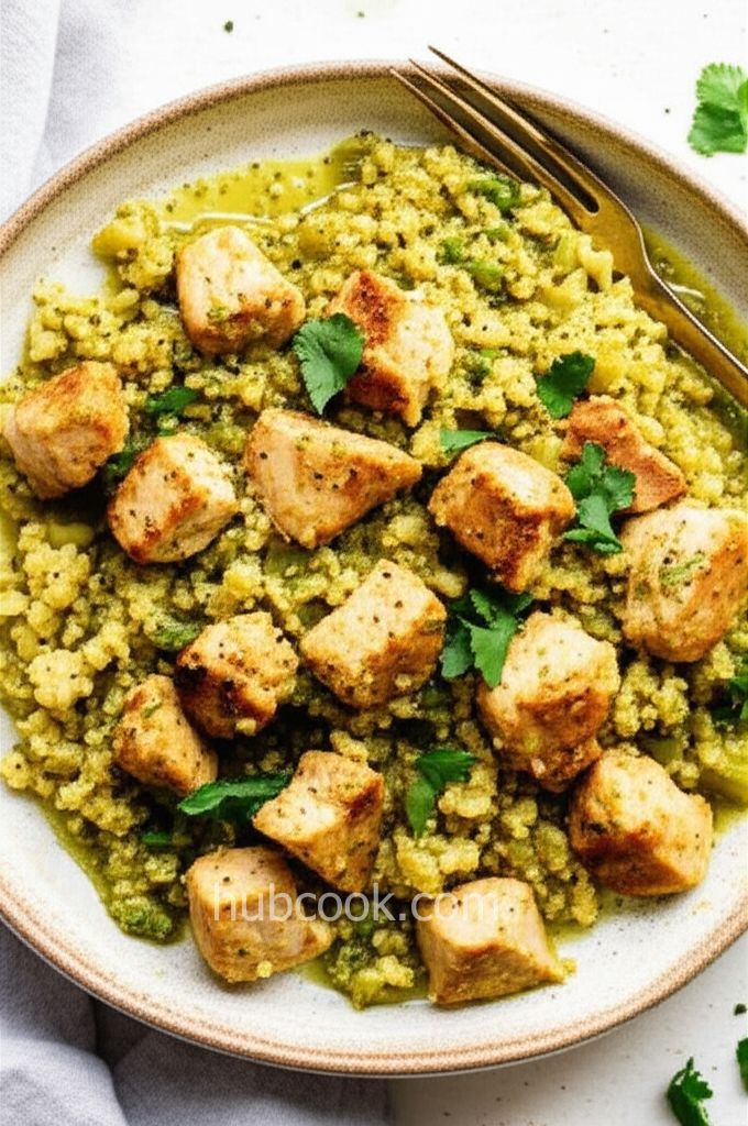 Salsa Verde Chicken and Cauliflower Rice