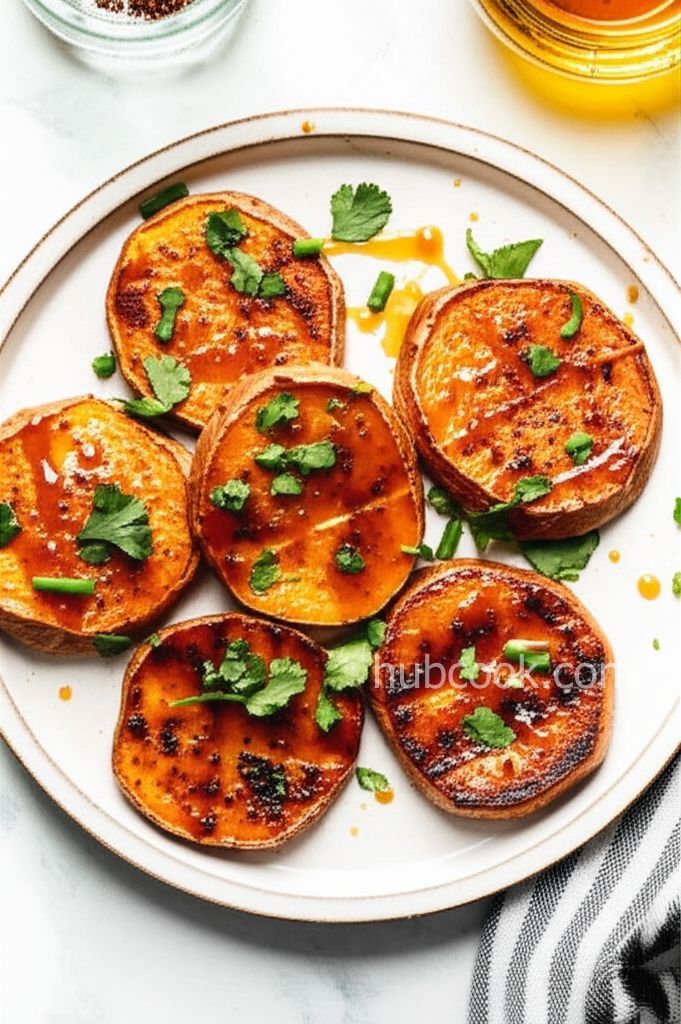 Smashed Sweet Potatoes with Soy-Citrus Glaze