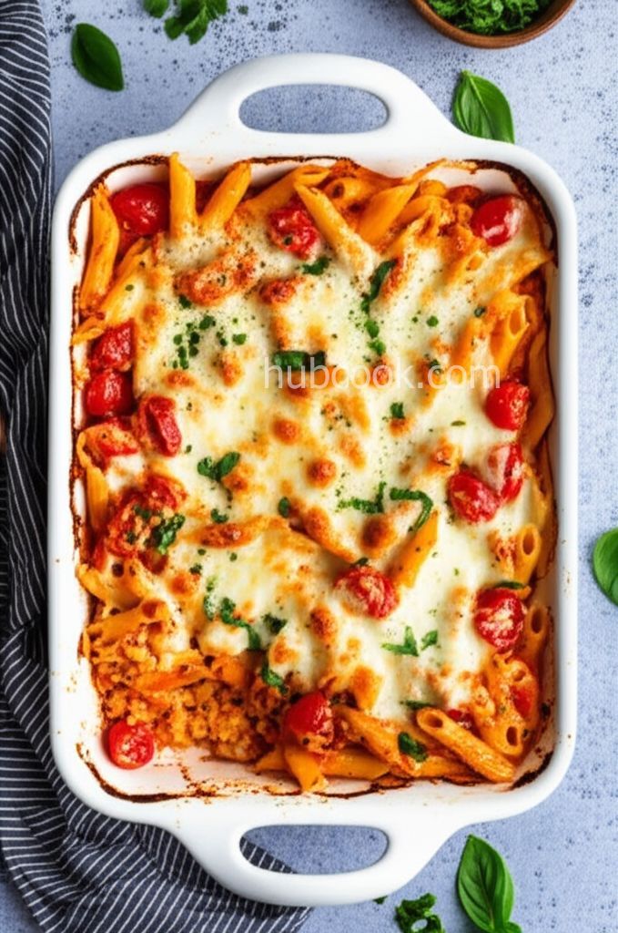 Creamy Pasta Bake with Cherry Tomatoes and Basil