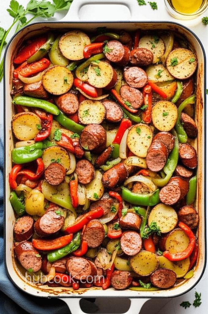 Sausage, Peppers, Onions, and Potato Bake