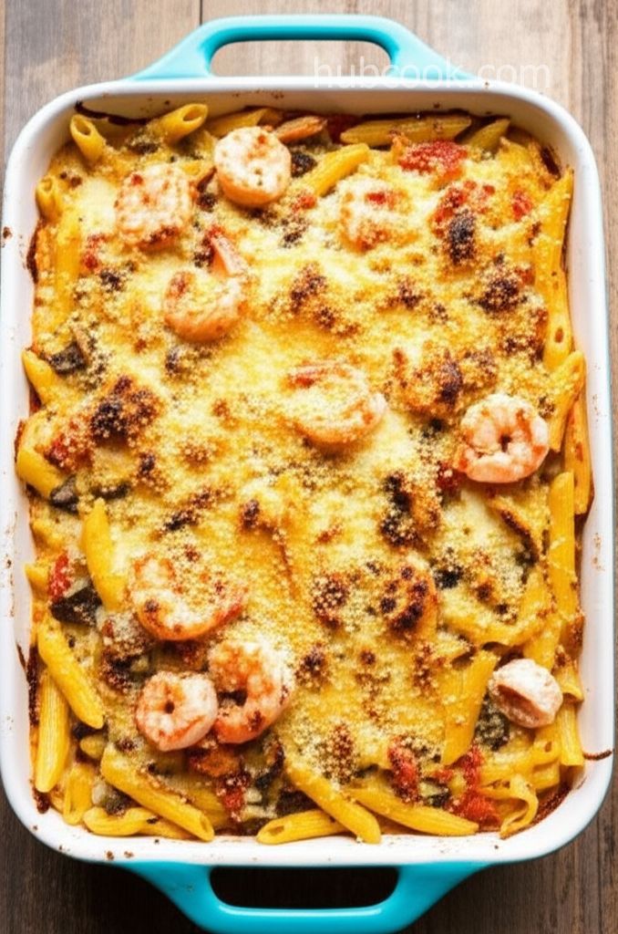 Cheesy Shrimp Alfredo Bake