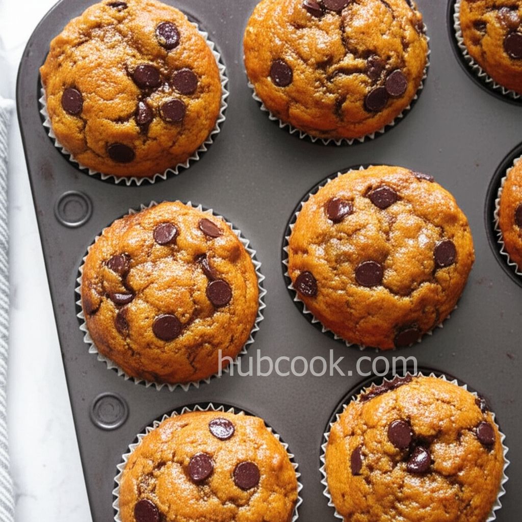 Pumpkin Gut Chocolate Chip Muffins