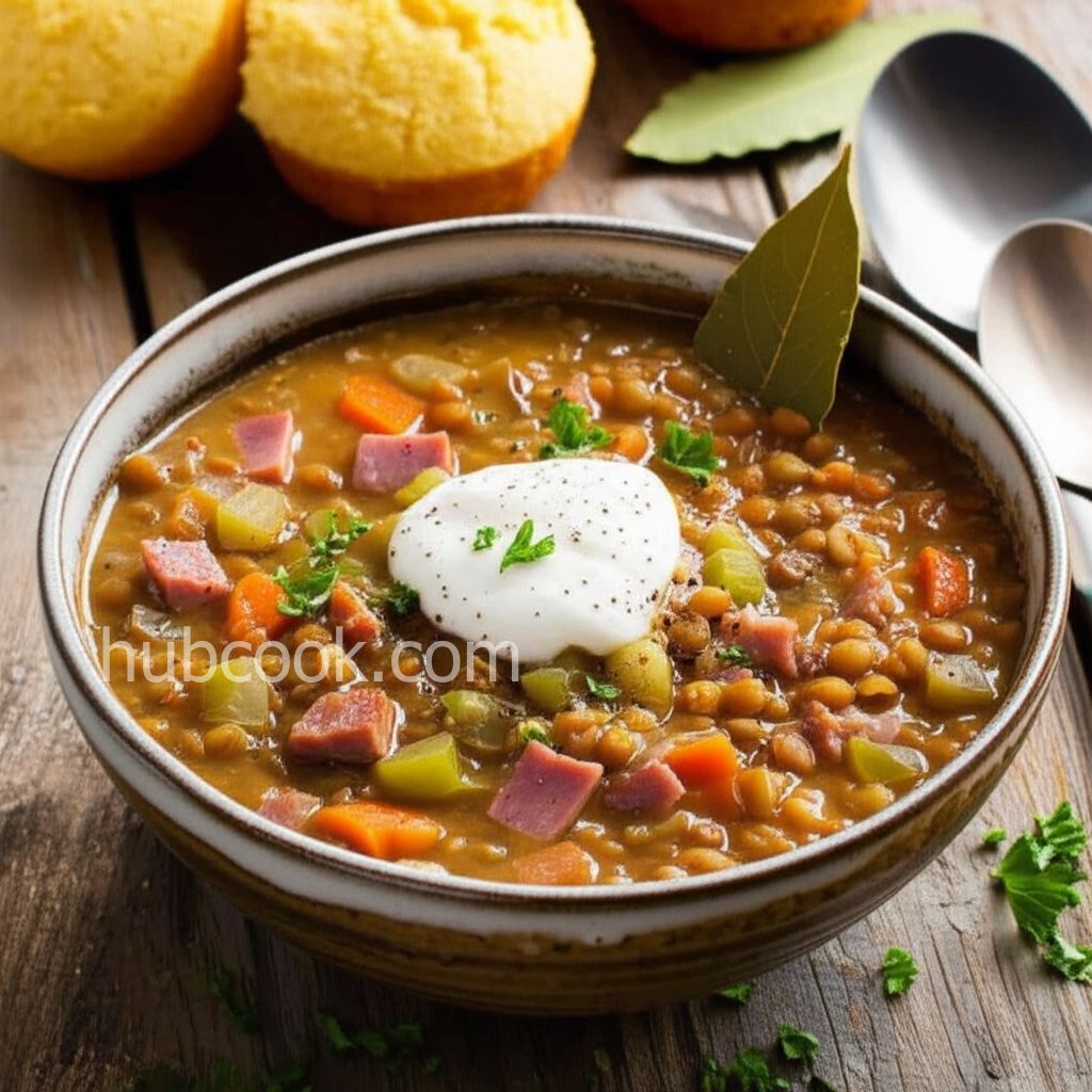 Slow Cooker Lentil and Ham Soup