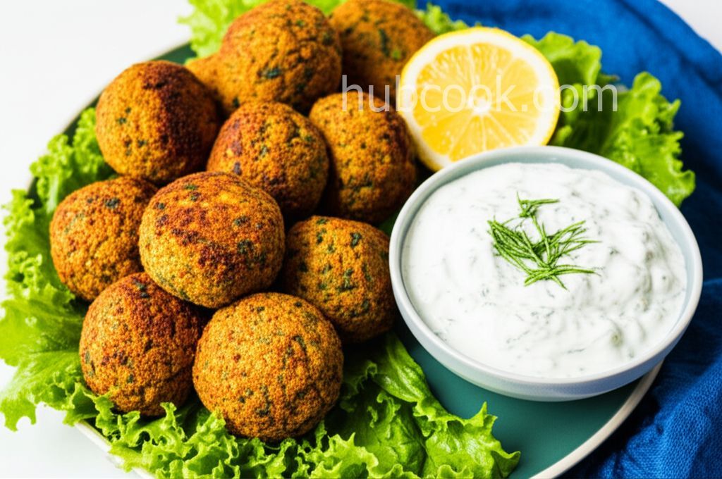 Spicy Baked Falafel with Tzatziki
