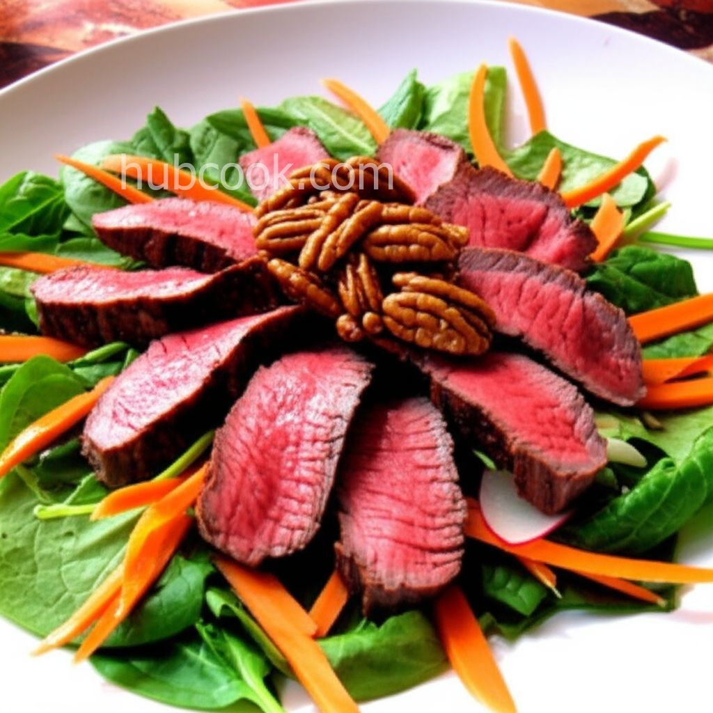 Grilled Peppercorn Steak and Caramelized Pecan Salad with Cabernet-Cherry Vinaigrette