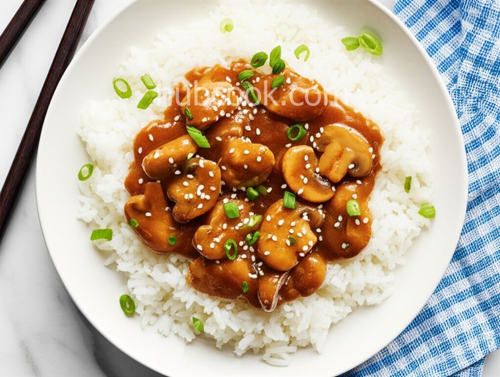 Peanut Sesame Chicken with Mushrooms