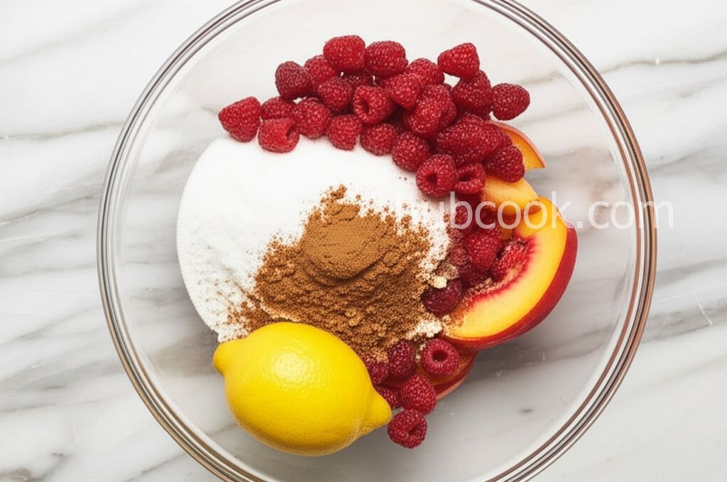 Peach and Raspberry Crumble