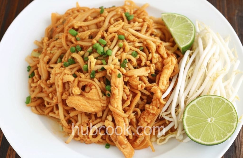 Chicken Pad Thai with Peanut Sauce
