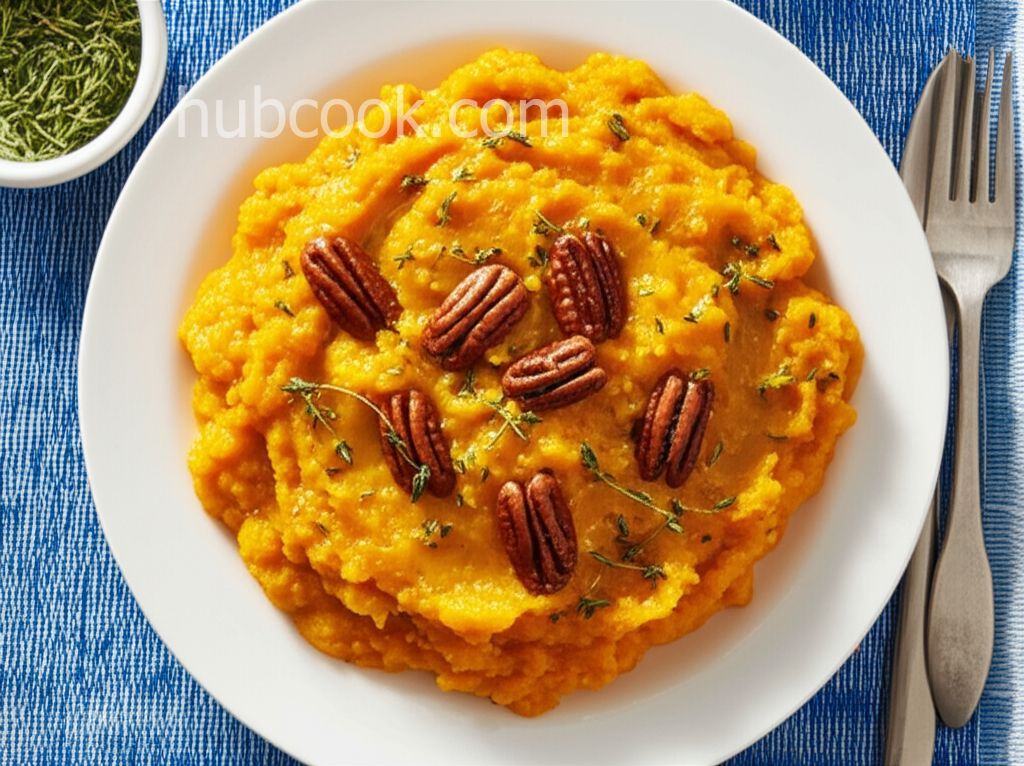 Mashed Butternut Squash with Blue Cheese and Pecans